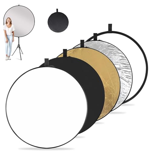 5 in 1 Photo Collapsible Photography Reflector 24'' Portable Camera Panel for Studio Outdoor...