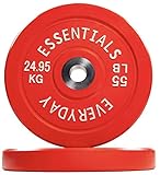 BalanceFrom Everyday Essentials Color Coded Olympic Bumper Plate Weight Plate with Steel Hub, Pair