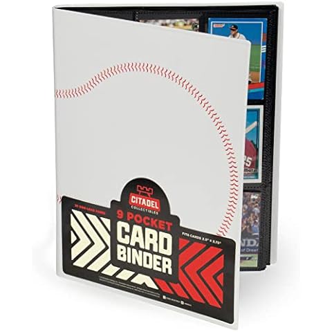 9 Pocket Baseball Card Binder | White | 20 Double-Sided Pages | 360 Side-Loading Card Protector Storage Pockets Compatible with 2.5" x 3.75" Cards, Trading Card TCG Games, Magic MTG, Pokemon, & Yugioh Cover