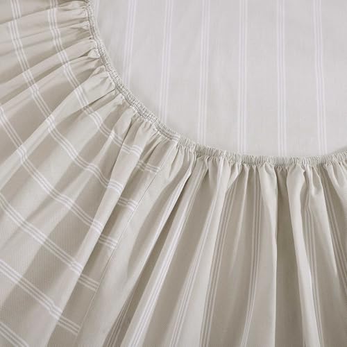 Image of Tommy Hilfiger - Queen Bed Sheets, Crisp & Cool Cotton Percale Bedding with Matching Pillowcases, Lightweight Bed Set, Oeko-Tex Certified (Effortless Stripe Beige)