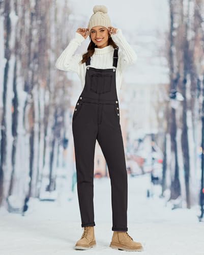 Vetinee Schwarzer Jumpsuit Damen Overall Damen Schwarz Ikonisch Schwarz Größe Large Passt EU Größe 42 bis EU Größe 44