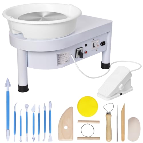 Pottery Wheel Machine with 10-Inch Turntable, 20 lbs Capacity, 0-320 RPM Adjustable Foot Pedal Speed, Complete Clay Sculpting Tools Kit for Adults - Perfect for Home Ceramic Art and Craft Projects
