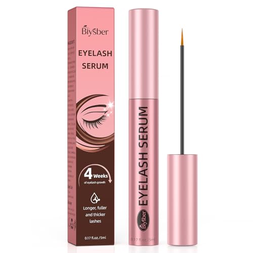 Biysber Lash Serum for Eyelash Growth: Premium Eyelash Growth Serum with Advanced Formula to Boost Longer Fuller and Thicker Lashes and Eyebrows - Gentle & Vegan for Sensitive Eyes (5 mL)