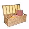 Wicker End of Bed Bench Rattan Storage Trunk and Chest Seagrass XL Organizers with Lid Rattan Coffee Table Ottoman With Storage Handwoven Toy Box Extra Large