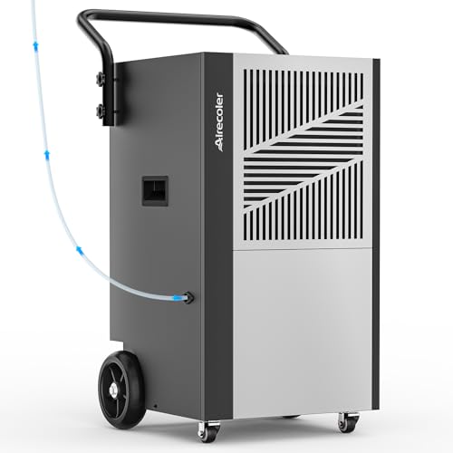 Airecoler 80L Commercial Dehumidifier with Pump & Drain Hose for Basements & Large Rooms up to 400 m³, Industrial Dehumidifier with Wheels Heavy Duty Commercial-grade