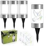 YeahBoom 3 Stück LED Solar Grablicht,Grablaterne Solar,Taube Grablichter für Draußen,Grabkerze Taube mit Erdspieß,Solarbetrieben mit Lichtsensor,Erdspieß Friedhofskerzen mit Solar für Draußen
