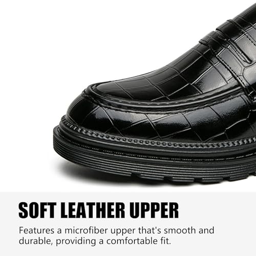 Men's Leather Platform Dress Loafers Classic Crocodile Printed Slip On Casual Comfortable Business Formal Shoes for Party Wedding Prom2