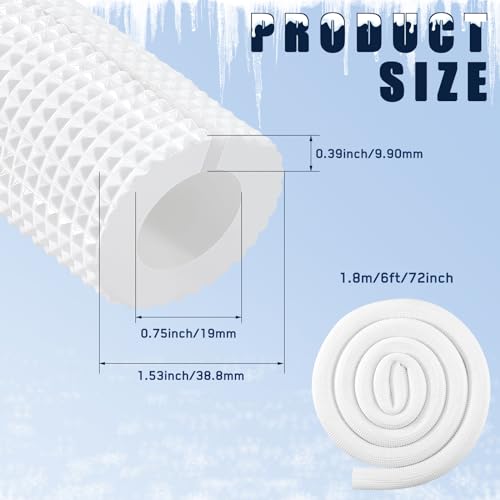 Image of Pangda 4 Pcs 6 ft Foam Pipe Insulation Tube, 0.75 x 0.39 x 72 Inch, White