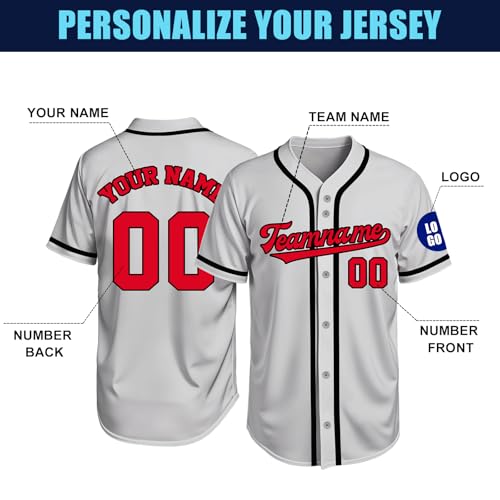 Image of Custom Baseball Jersey Personalized Stitched or Printed Name Number Baseball Shirt Sports Uniform Gifts for Men Women Youth