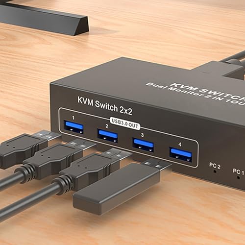 Commutateur KVM double écran vertical HDTV concentrateur USB 3.0 métal - 4