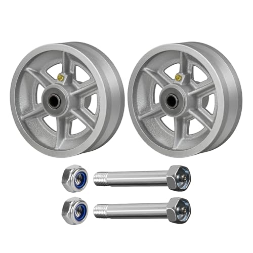 Image of 6 Inch V-Groove Steel Wheel, 7 /8 inch Wide 90 Groove, Fits 1 inch Angle Iron Track, Heavy Duty Industrial Track Wheel with Relief Groove, High Load Capacity(2 Pack)