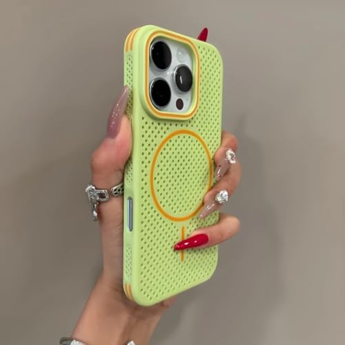 Coque iPhone 15 magnétique vert étui protection antichoc chargement sans fil