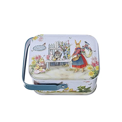 DOTBUY-SHOP Caja Metalica Pascua Caja Galletas, Caja de Lata Decorativas con asa Cajas para Galletas de Metal Retro Rectangular Cajas Hojalata para Almacenar Dulces,Pasteles,Galletas (2 Piezas,A)