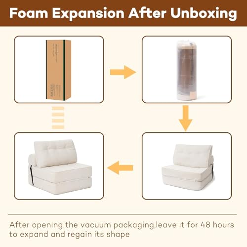 Folding Sofa Bed Sleeper Sofa Chair 3in1 Convertible Sofa Bed Single-White - image 9
