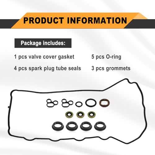 Image of Engine Valve Cover Gasket Set Compatible with 2009-2019 tC, Rav4 Venza 2.7L Sienna ES300h Camry NX300h Highlander Avalon 2.5L Replaces# VS50721 VS50825R Valve Cover Gasket Set