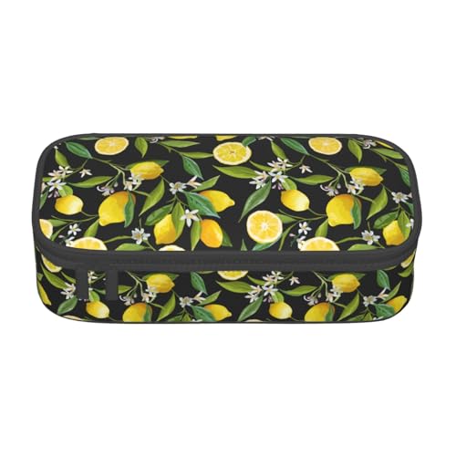 Image of Lemon Fruit Tropical Pencil Case Big Capacity Storage Pencil Pouch Stationery Bags With Zipper Portable Pen Holder Box Organizer For Boys Student College School Office Supplies
