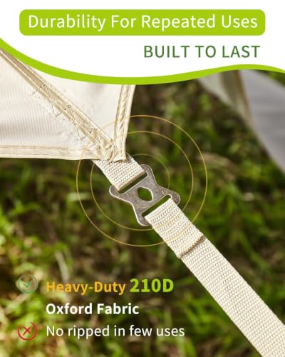 Camping Tarp with Poles, 10x18FT Tarp Shelter, No Guy Lines, Beige, Fast Setup, Water-Resistant 210D Oxford Fabric, 8.5FT Assembled Poles, Fits Up to 10 People for Camping & Picnic - image 6