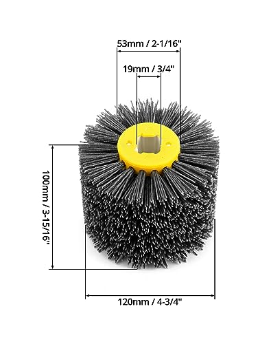 Image of QWORK Nylon Wheel Brush 80Grit, Abrasive Nylon Drawing Wheel, Polish Grinder Brush, Burnishing Polishing Brush, 120X100X19mm