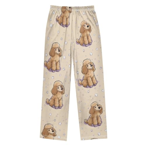 ZZXXB Poodle Print Boys Long Pants Soft Trousers Elastic Waist Kids Lounge Bottoms with Pockets S-XL2