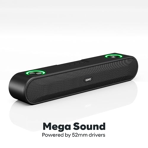 Image of GOVO GoSurround 220 16W Bluetooth Sound bar, 2000 mAh Battery, 2.0 Channel with 52mm Drivers, Multicolor LED Lights with TWS, AUX, Bluetooth and USB (Platinum Black)