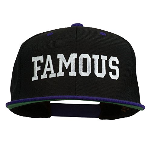 e4Hats.com Famous Embroidered Two Tone Snapback Cap - Black Purple