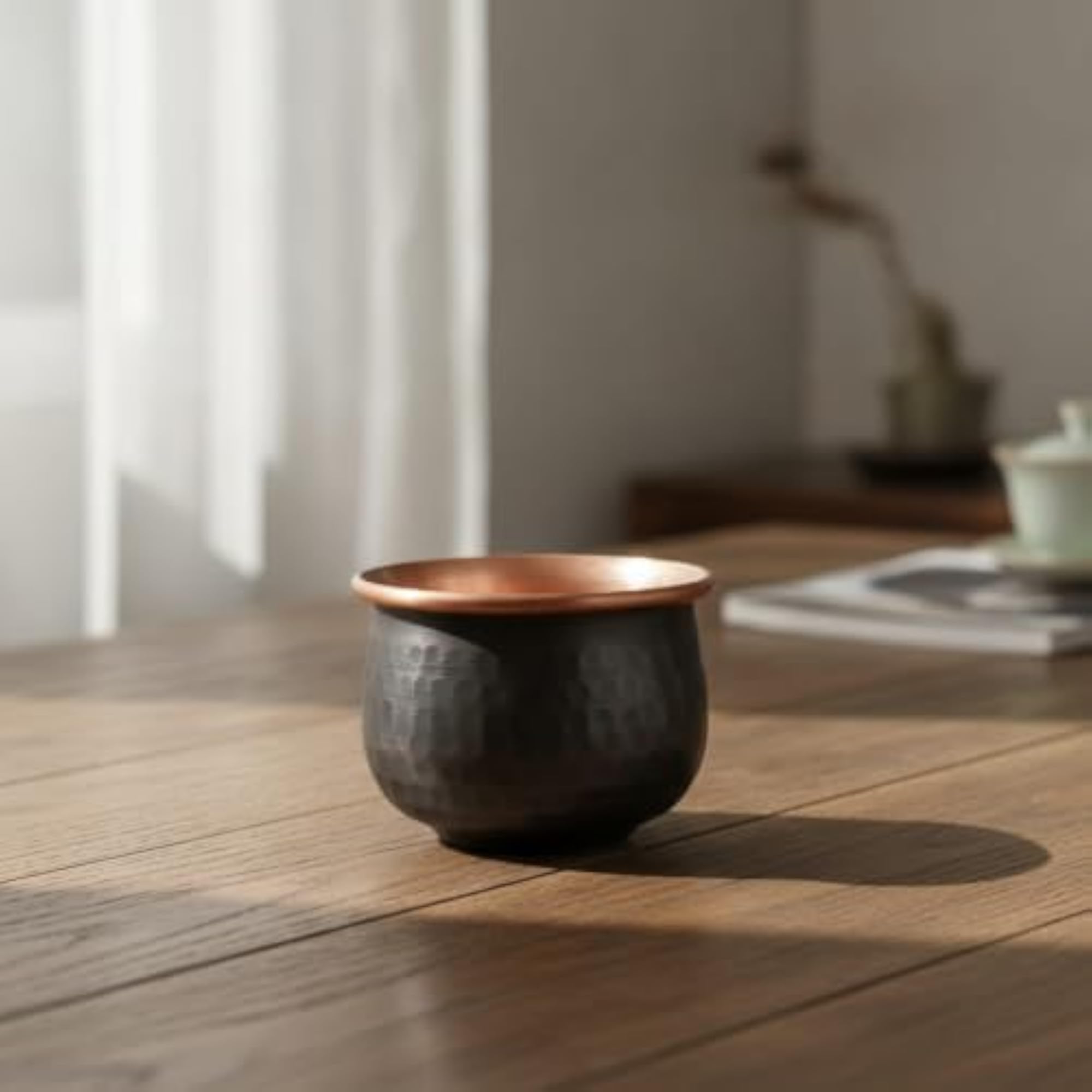 Handmade Copper Tea Cup, Hammered Exterior for Collectors