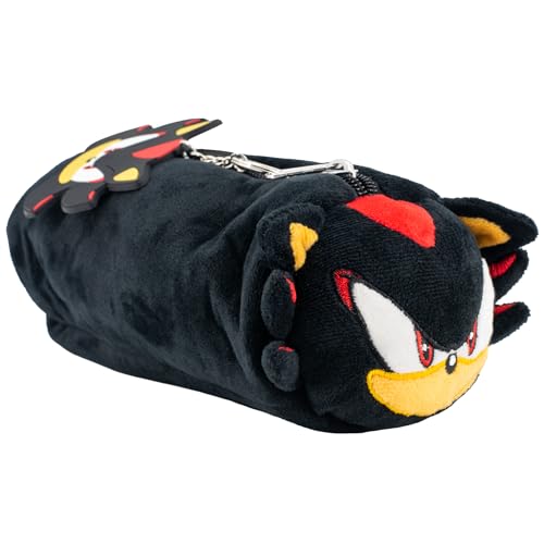AI ACCESSORY INNOVATIONS Shadow Soft Plush Multi-Function Storage Case, Sonic The Hedgehog Plush Bag Charm with 3D Features, Black