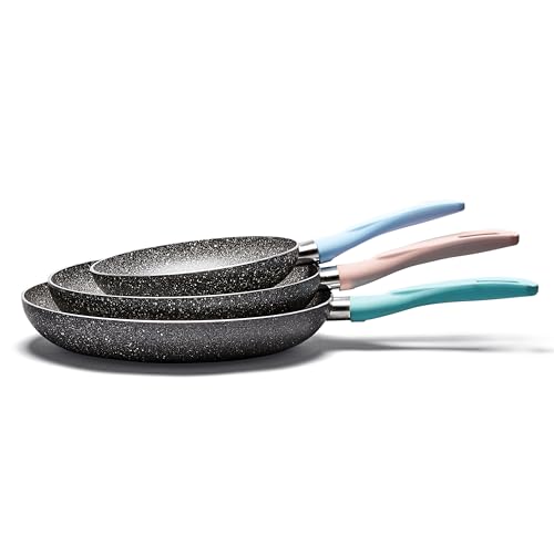 LAMEX | Juego x3 Sartenes Antiadherentes Stone 360° | Bateria de Cocina - Utensillos de Cocina | Ideal para tu Hogar & Cocina Integral | 20-26-30 cm - Resistencia 3.2 mm de...