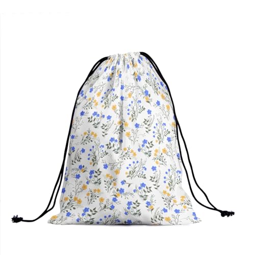 Image of Nerxy Floral Grip Bag - Spring Summer Gymnastics Grip Bag Wildflower Gymnasts Gym Bag Blue Yellow Drawstring Gift Bag Gym Storage Pouch for Sports Party Favors