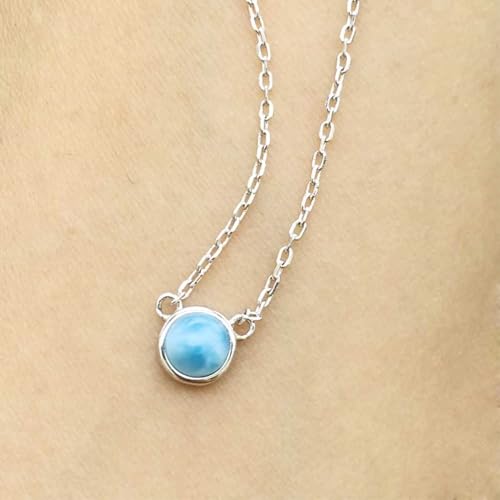 Pendentif Rond Bleu Naturel 5mm en collier élégant pour femme - 4