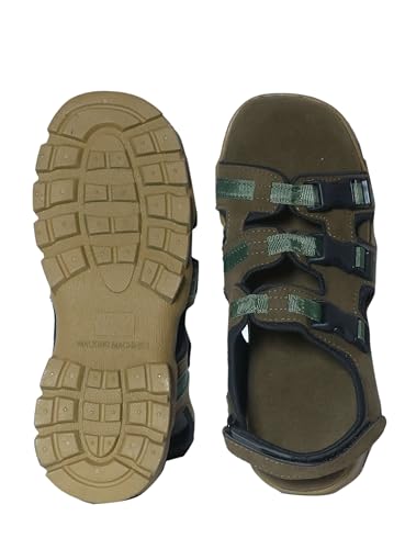 Image of Men's Suede Sports Sandals | Adjustable Strap Design | Lightweight Airmix Sole | Comfortable Sandals | Anti-Slip Casual Footwear | Olive-7