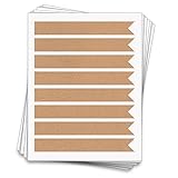 40 Printable Long Flag Labels, 7.5" x 1" Inches, Kraft