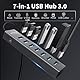 7-Port USB Hub 3.0 mit 120cm Kabel für Desktop, Aluminium USB Verteiler 5Gbps Multiport Adapter Splitter mit 5V 3A Type-C Port für PC, Laptop, MacBook, U-Disk, Maus