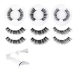 Magnetic Eyelashes with Applicator – 3 Pair Reusable Magnetic Lashes No Glue Needed – Natural Look False Lashes for Everyday Wear & Special Occasions