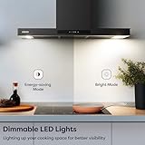 Ciarra 90cm Cooker Hood CBCB9102P Smart App WIFI Touch Control 650m³/h Recirculating&Ducting Wall Mount Hood Kitchen Extractor Fan 4-Speed with Booster Function Dimmable LED Lights - Image 6