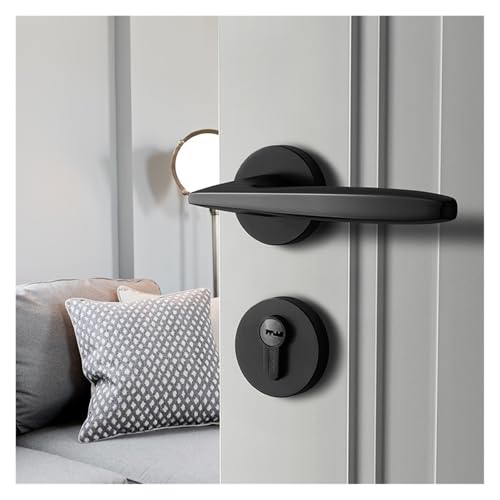 Serrure de porte en bois moderne poignée noire intérieure split