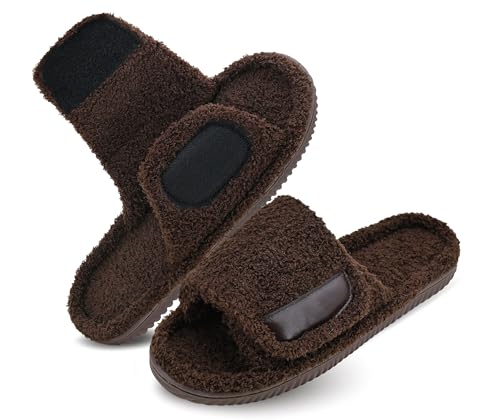 Image of Panda Bros Adjustable House Slippers for Men Soft Open Toe Breathable Indoor Outdoor Slip on Slides Slippers with Memory Foam for Home Bedroom