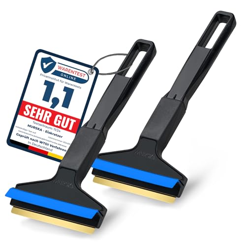 Raschietto ghiaccio Auto - facile, rapido & efficiente [ 2 pezzi ] - Raschiaghiaccio Auto 21cm - lama in Ottone - Spatola per Ghiaccio Auto Premium HIPS - Murska di Finlandia - L&P A053-2 Nero Blu