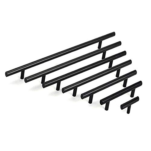 BOZONLI 6 × Inoxidable Tiradores para Cajones, Tiradores Armarios en Forma de Barra, Tipo Europeo, Negro, Centro del Orificio de 64mm