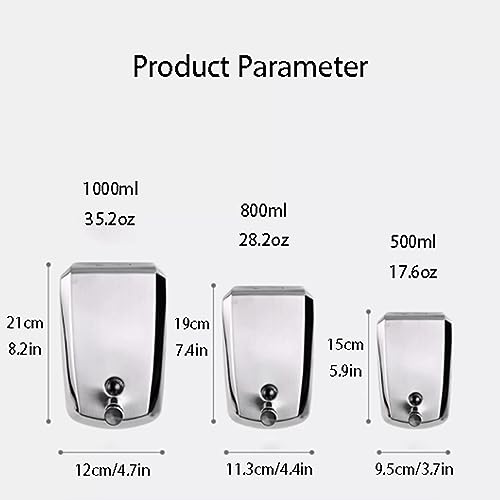Shower Pump Dispenser Hotel soap Dispenser Wall-Mounted Stainless Steel Public Toilet Bathroom Shower Gel soap Dispenser Press Bottle High Capacity Hotel Bathroom Accessories 7