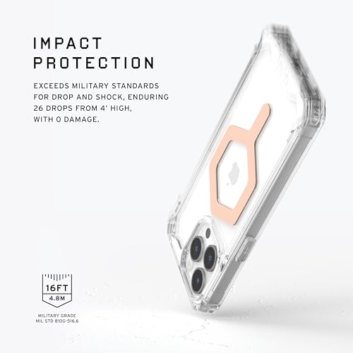 URBAN ARMOR GEAR UAG Case Compatible with iPhone 15 Pro Max Case 6.7" Plyo Ice/Rose Gold Built-in Magnet Compatible with MagSafe Charging Rugged Anti-Yellowing Transparent Clear Protective Cover - Image 3