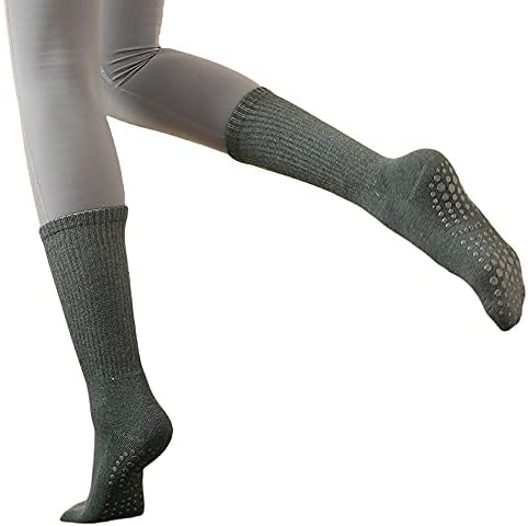 135 Yoga Socks For Women,Non Slip Skid Socks,Middle Slipper Tube Socks,Ideal for Pilates,Barre, Ballet,Dance1 Pair (Green)