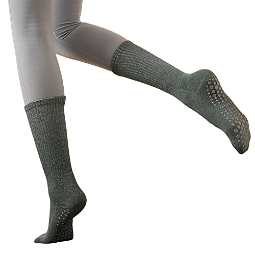 135 Yoga Socks For Women,Non Slip Skid Socks,Middle Slipper Tube Socks,Ideal For Pilates,Barre, Ballet,Dance1 Pair (Green) #TOP2