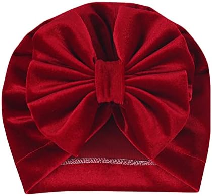Qiansail Baby Toddler Girls Kids Velvet Hat Big Bow Hairband Headband Turban Head Wrap Cap Hair Accessories (Red)
