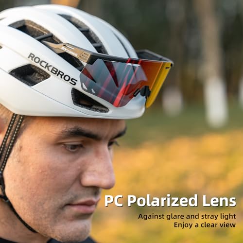 Image of ROCKBROS Polarized Cycling Glasses, Sports Sunglasses for Men Woman, UV Protection Biking Sunglasses for Running Fishing Driving