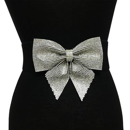 Women's Big Rhinestone Bow Elastic Peplum Waistbunds Wide Wedding Party Dress Belts For Women Blingbling Corset2