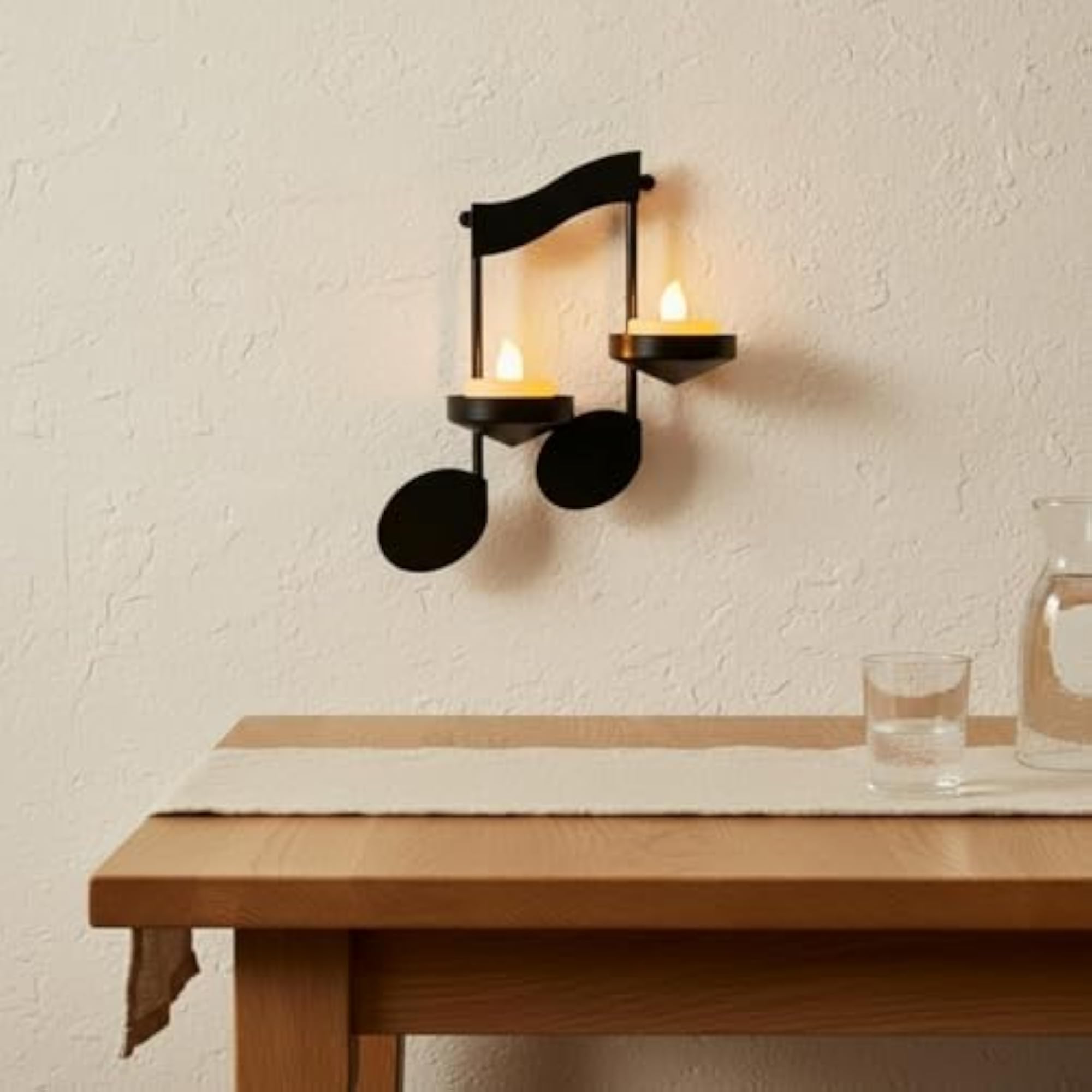 Musical Note Wall Sconce Wrought Iron Candle Holder