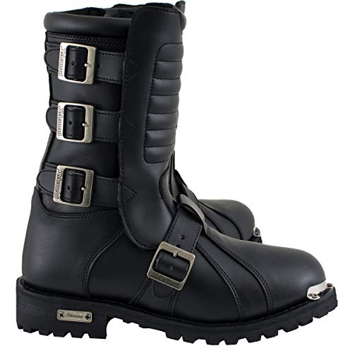 Xelement 1503 Men's Black 'Executioner' Leather Motorcycle Boots - 12 #TOP6