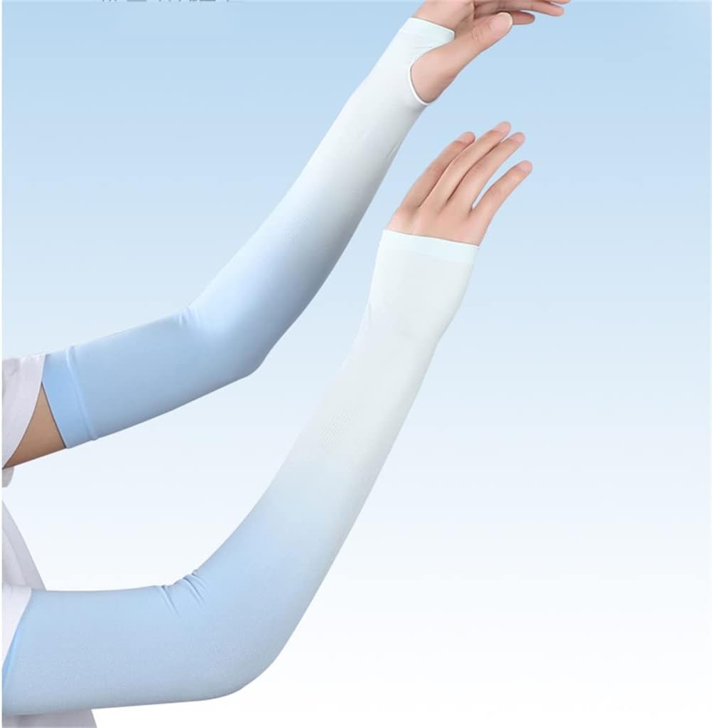 HBJWOV ICY Sleeves Female Gradient Ice Silk Arm Guard Sleeves Artifact Driving Gloves(Black)