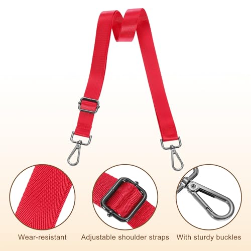 Image of uxcell Wide Shoulder Strap, 2.5cm Adjustable Purse Strap Replacement Crossbody Strap for Shoulder Bag Handbag, Red, Black Pull Core Buckle